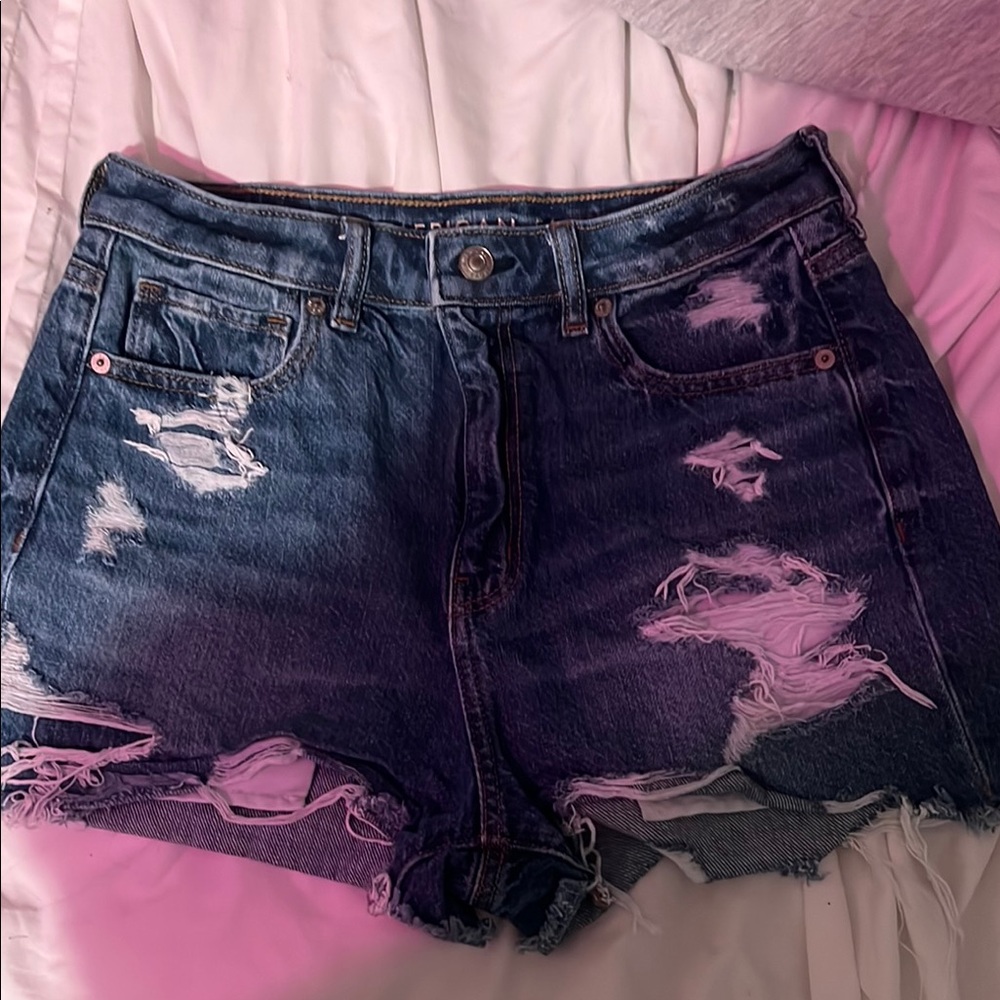 American Eagle Comfort Stretch Waistband Navy Blue Jean Shorts High-Waisted